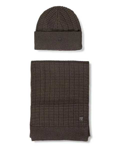 Joop! ribbed logo-plaque scarf and beanie hat set