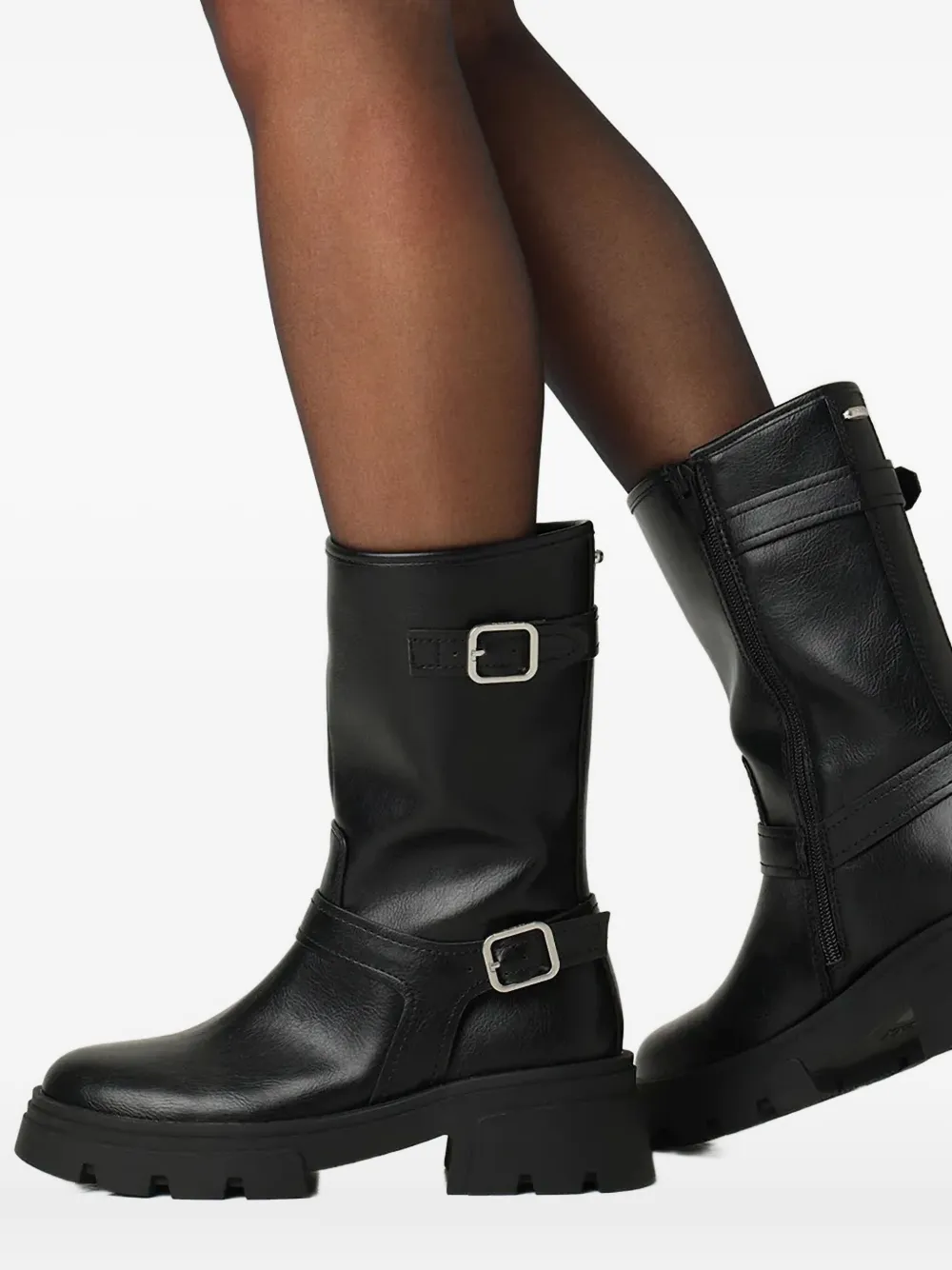 Mexx Sumatra River Buckle Platform Boots In Black