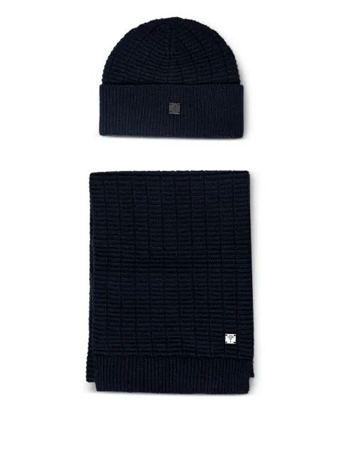 Joop! ribbed logo-plaque scarf