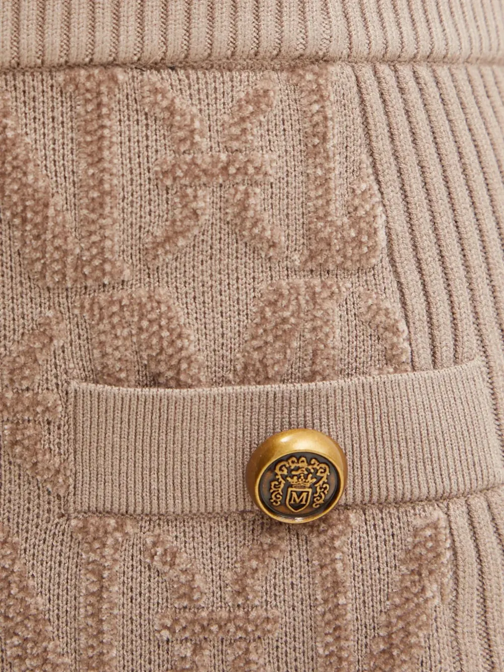 Marciano Button-detail Textured Midi Skirt In Brown