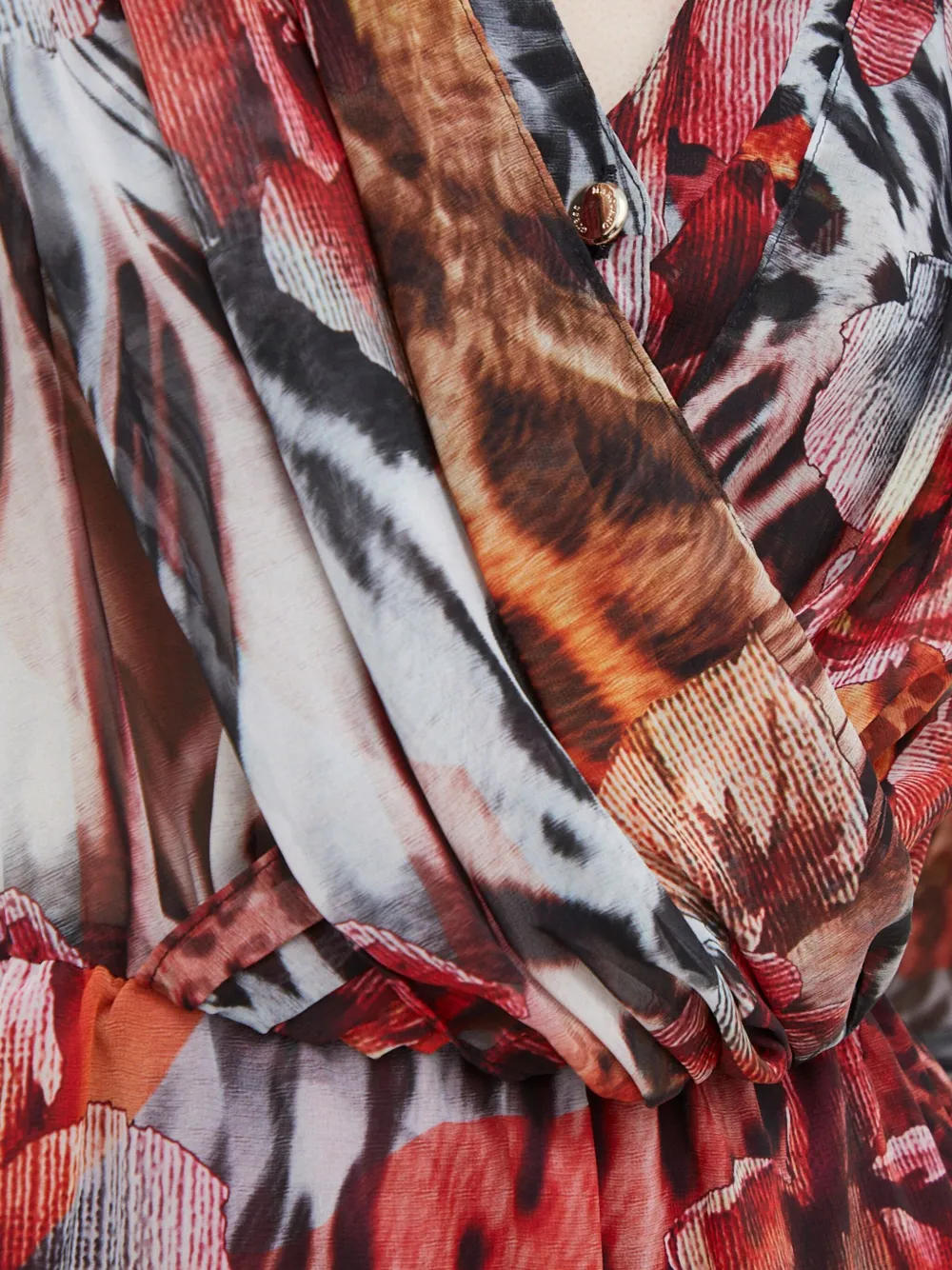 Marciano V-neck Animal-print Mini Dress In Brown