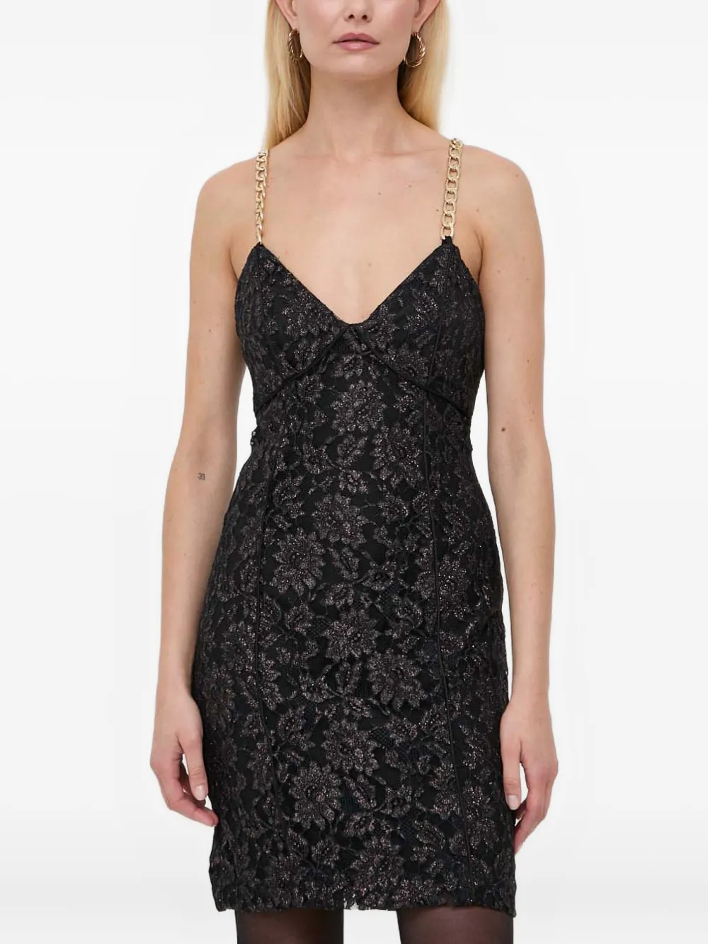 Marciano chain-strap lace mini dress - ブラック Marciano chain-strap lace mini dress - ブラック