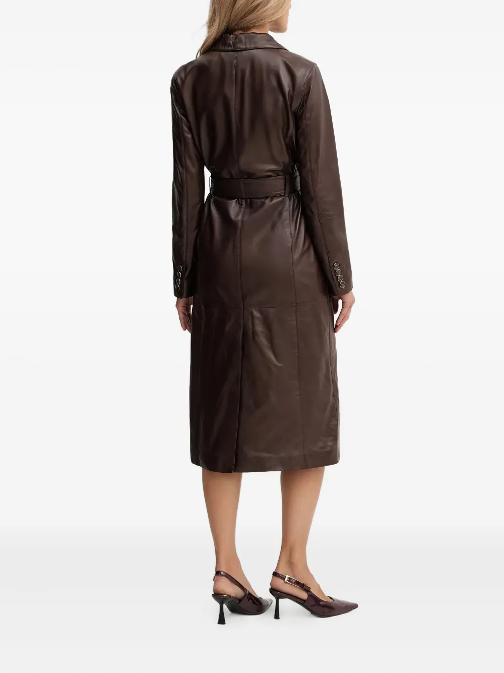 Marciano Lana Buttoned Belted Coat In Brown