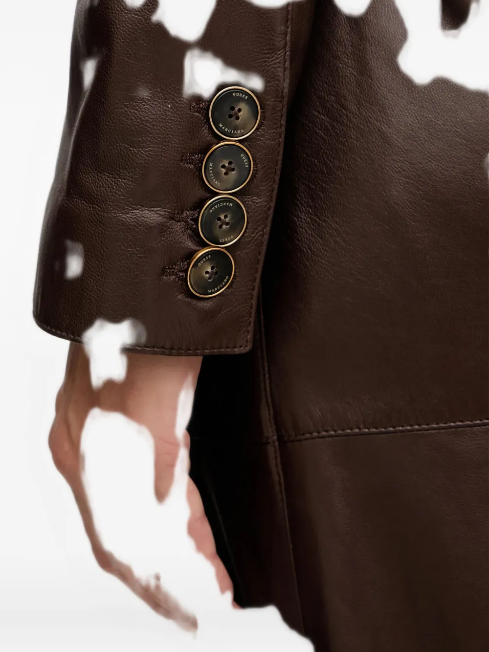 Marciano Lana Buttoned Belted Coat In Brown