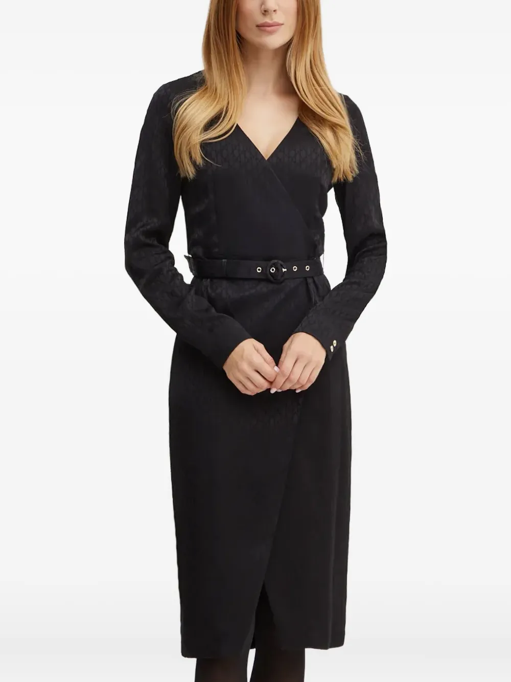 Marciano belted wrap midi dress - Zwart