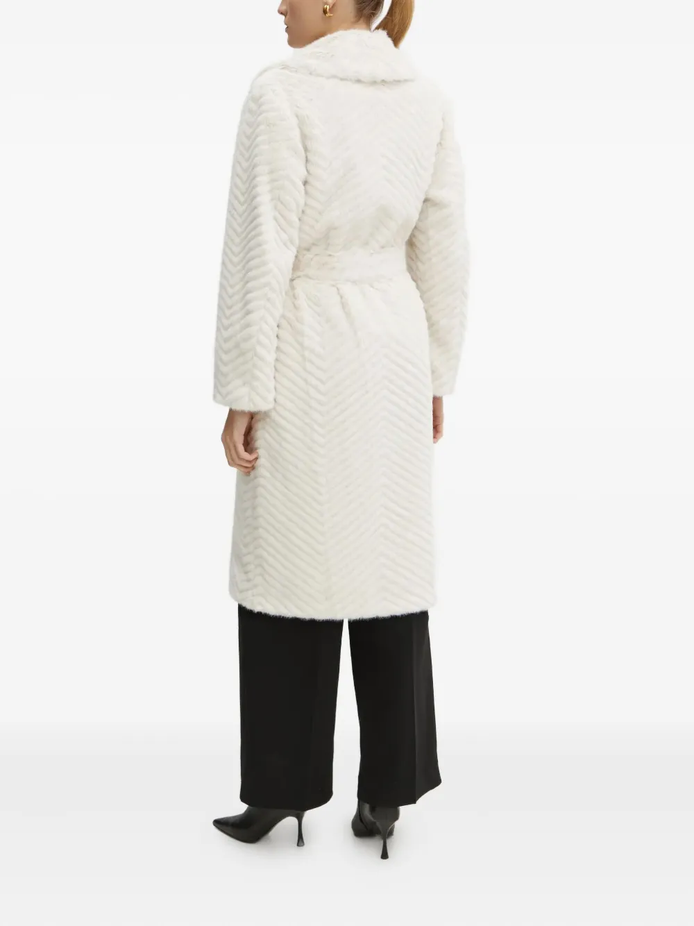 Marciano Chevron Belted Coat In Neutral