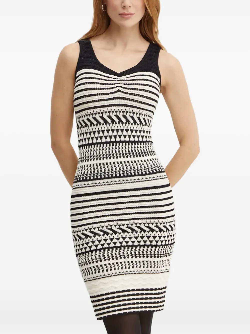 Marciano Striped-patttern Midi Dress And Cover Set In Black