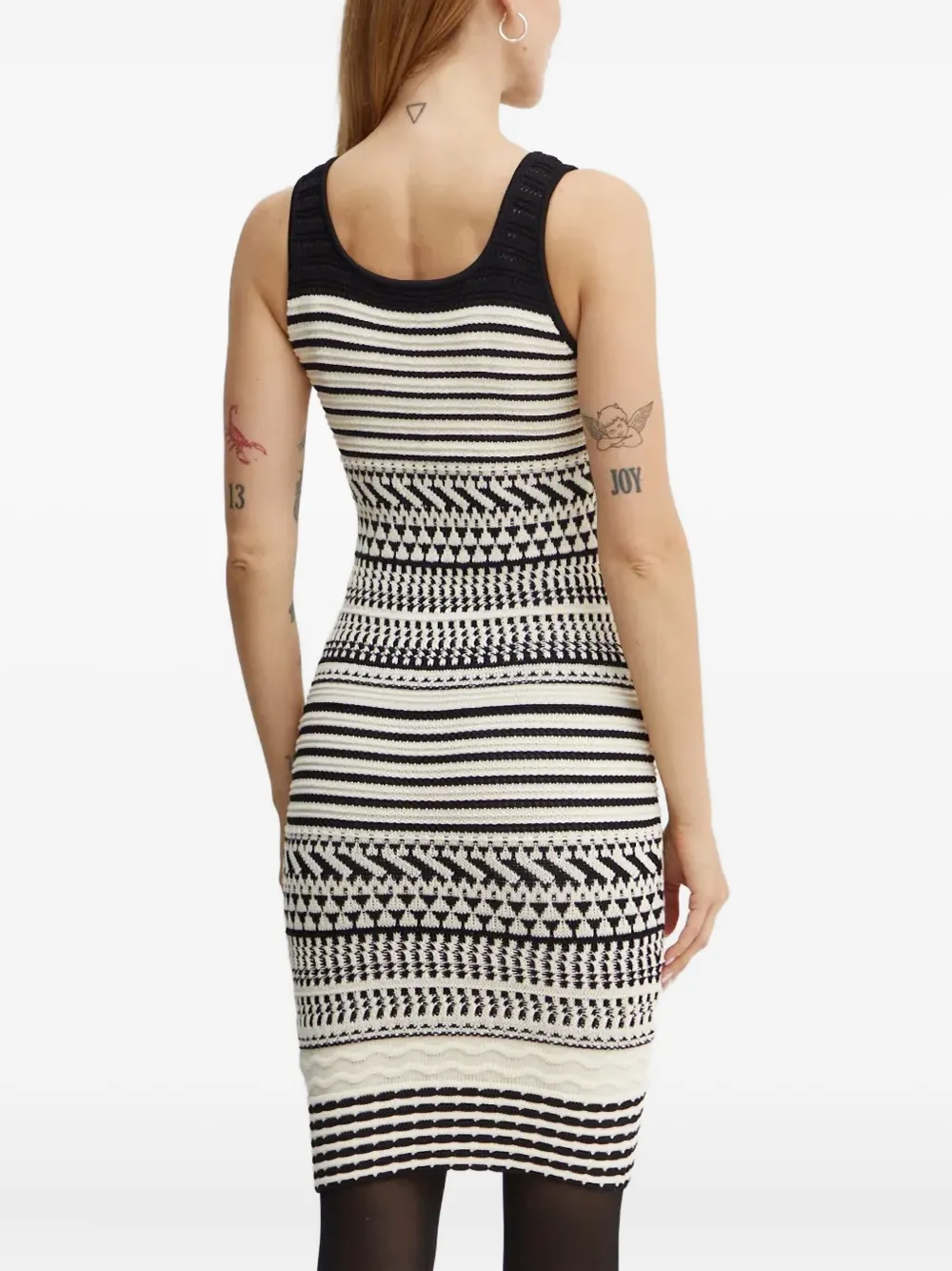 Marciano Striped-patttern Midi Dress And Cover Set In Black