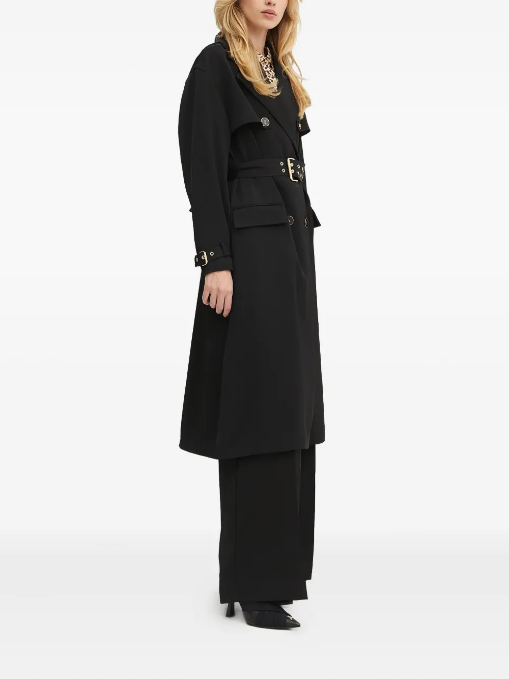 Marciano Belted Button Coat In Black