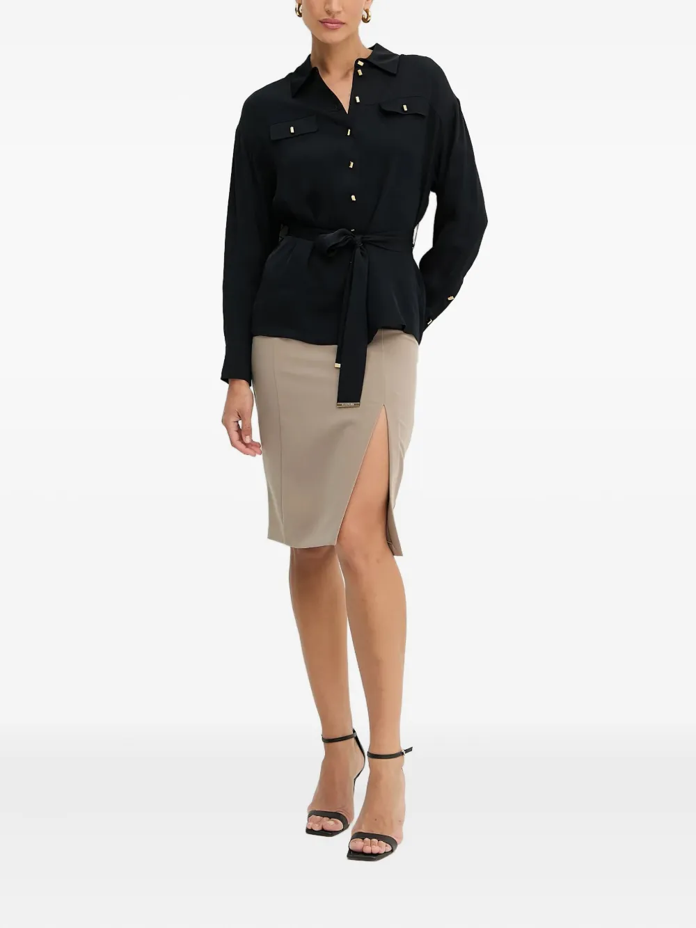 Marciano belted-pocket shirt - Zwart