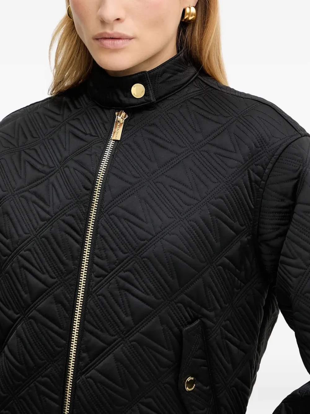 Marciano Quilted Zip Jacket In Black