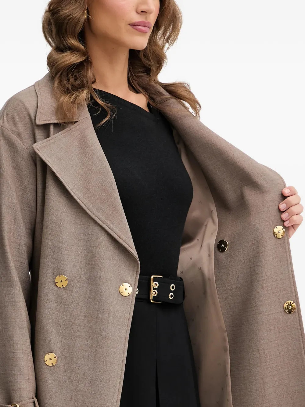 Marciano Belted Double-breasted Coat In Neutral