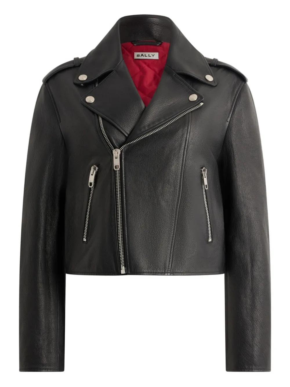 Bally Zip-up Leather Biker Jacket In Black
