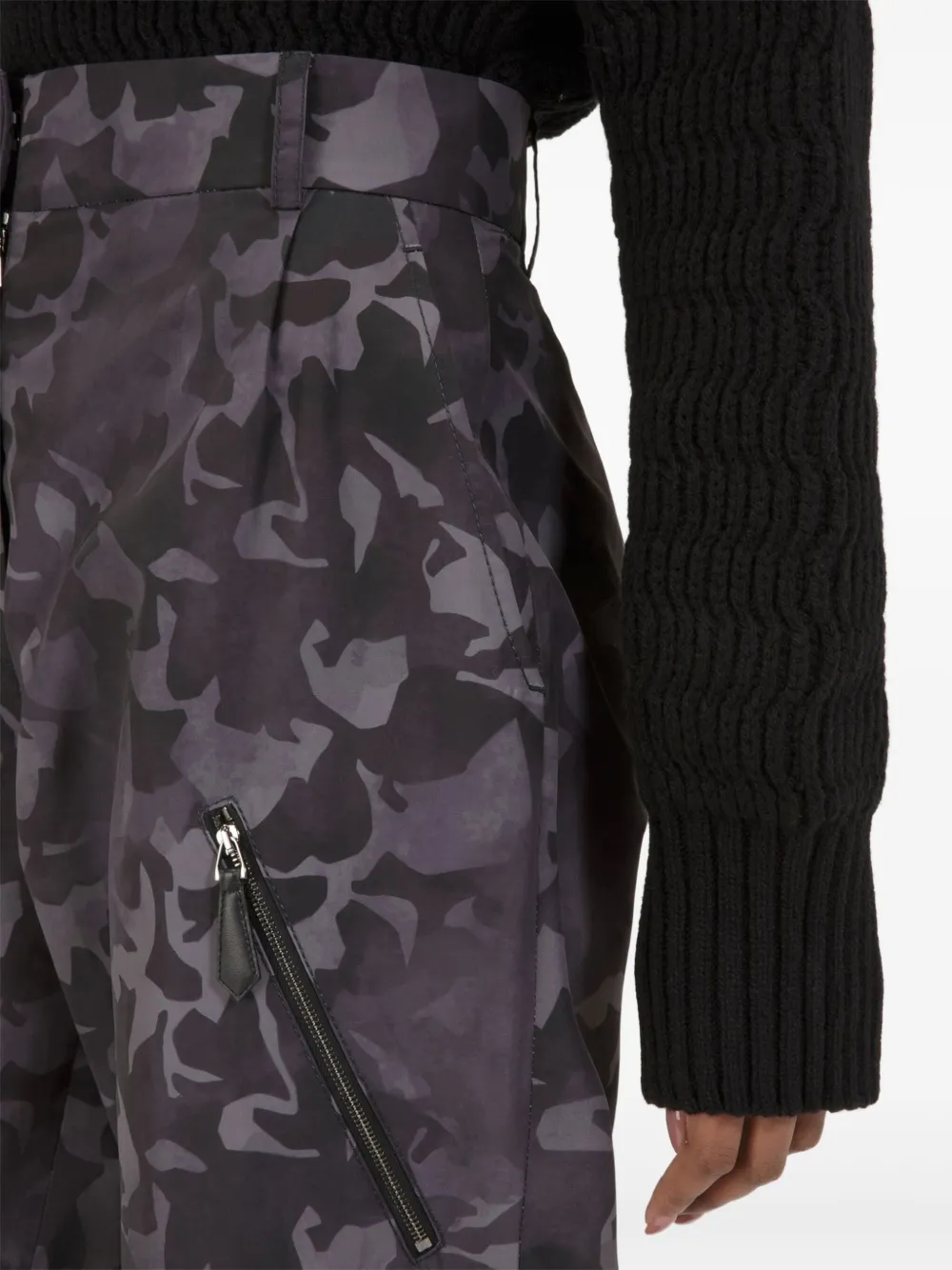 Bally Zip Camouflage Trousers In Gray