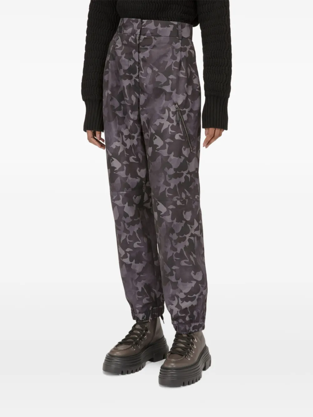 Bally Zip Camouflage Trousers In Gray