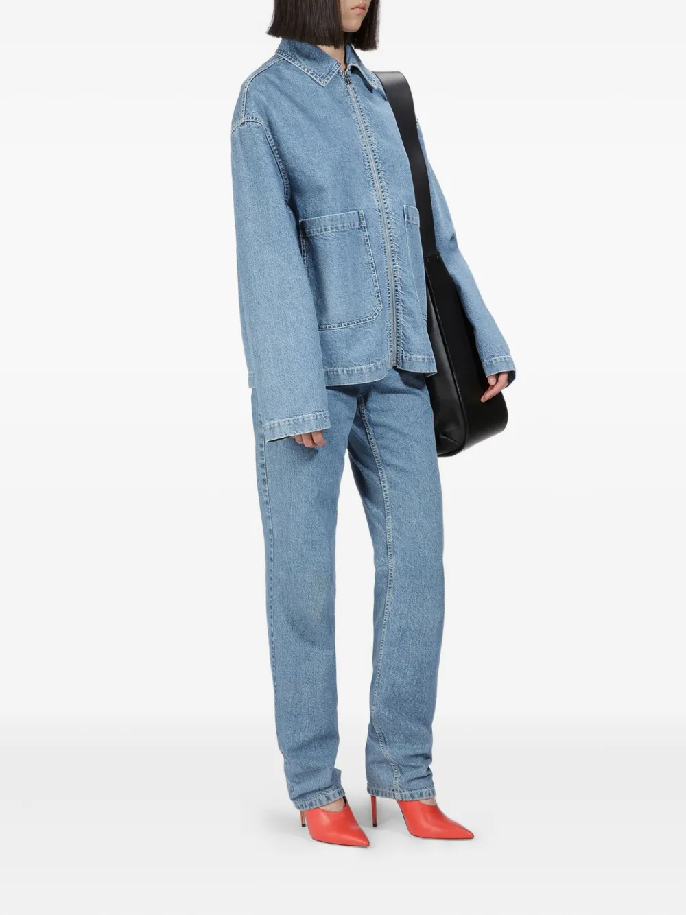 Bally Katoenen denim jack met rits Blauw