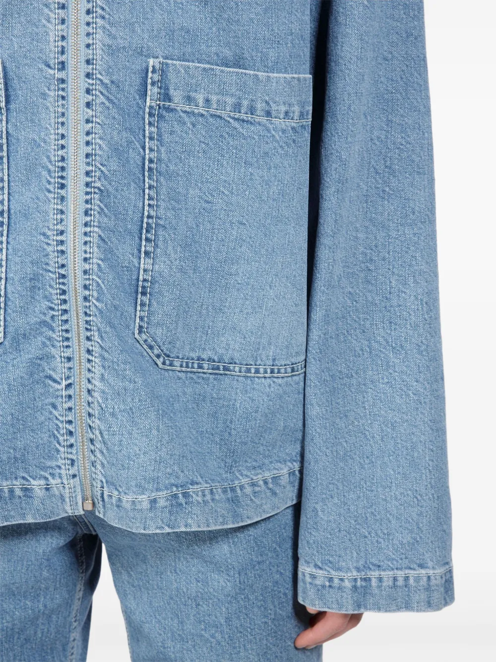 Bally Katoenen denim jack met rits Blauw