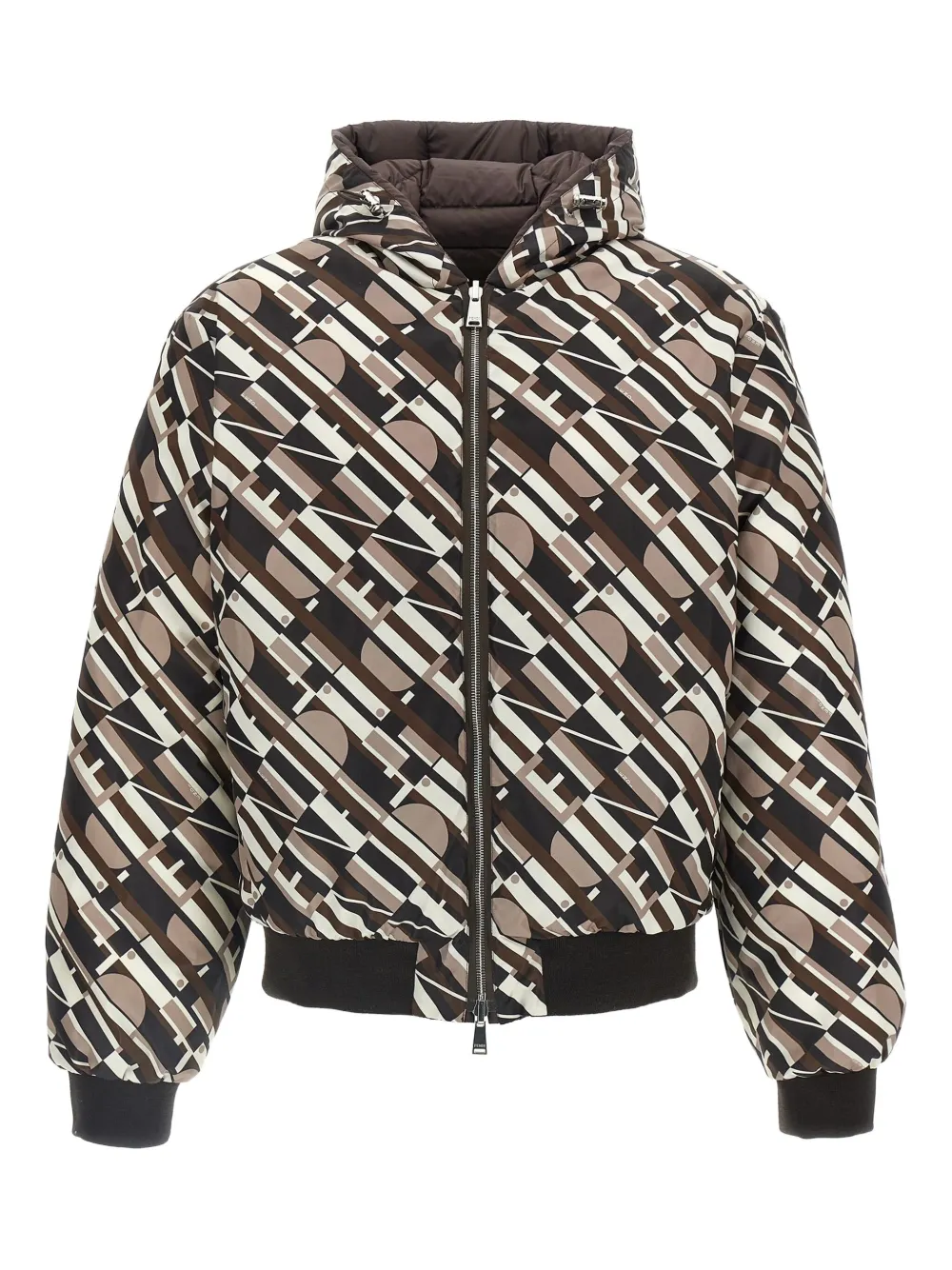 FENDI Gewatteerd omkeerbaar jack met capuchon Bruin