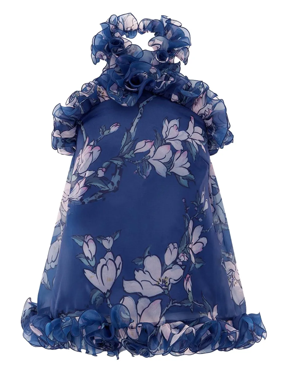 Leo Lin Michelle ruffled halter-neck maxi dress - Blauw