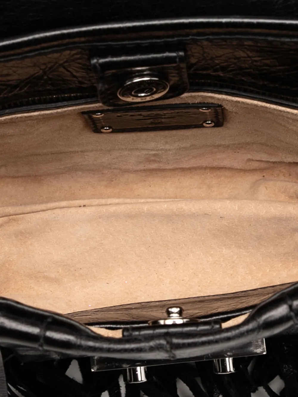 Pre-owned Prada 2013-2025 Vitello Shine Fringe Studded Flap Hobo Bag In Black