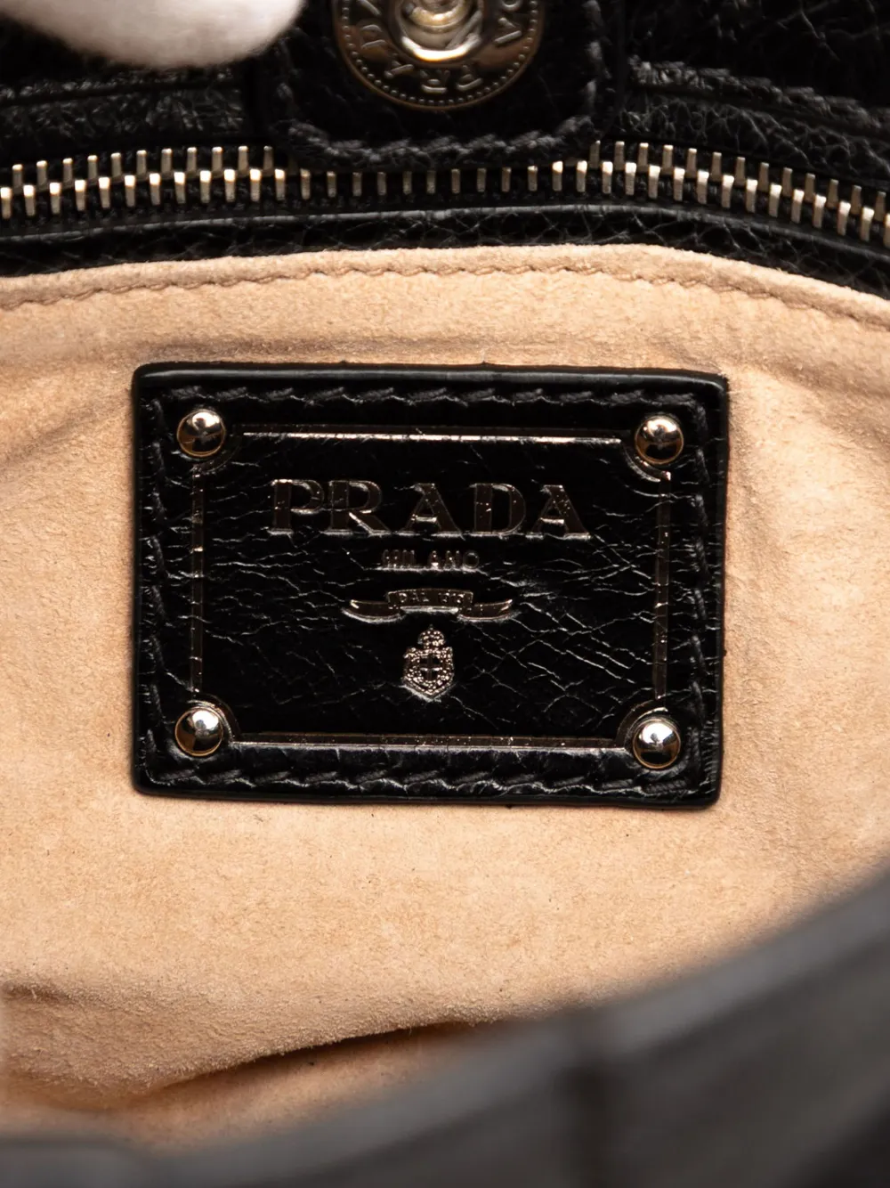 Pre-owned Prada 2013-2025 Vitello Shine Fringe Studded Flap Hobo Bag In Black