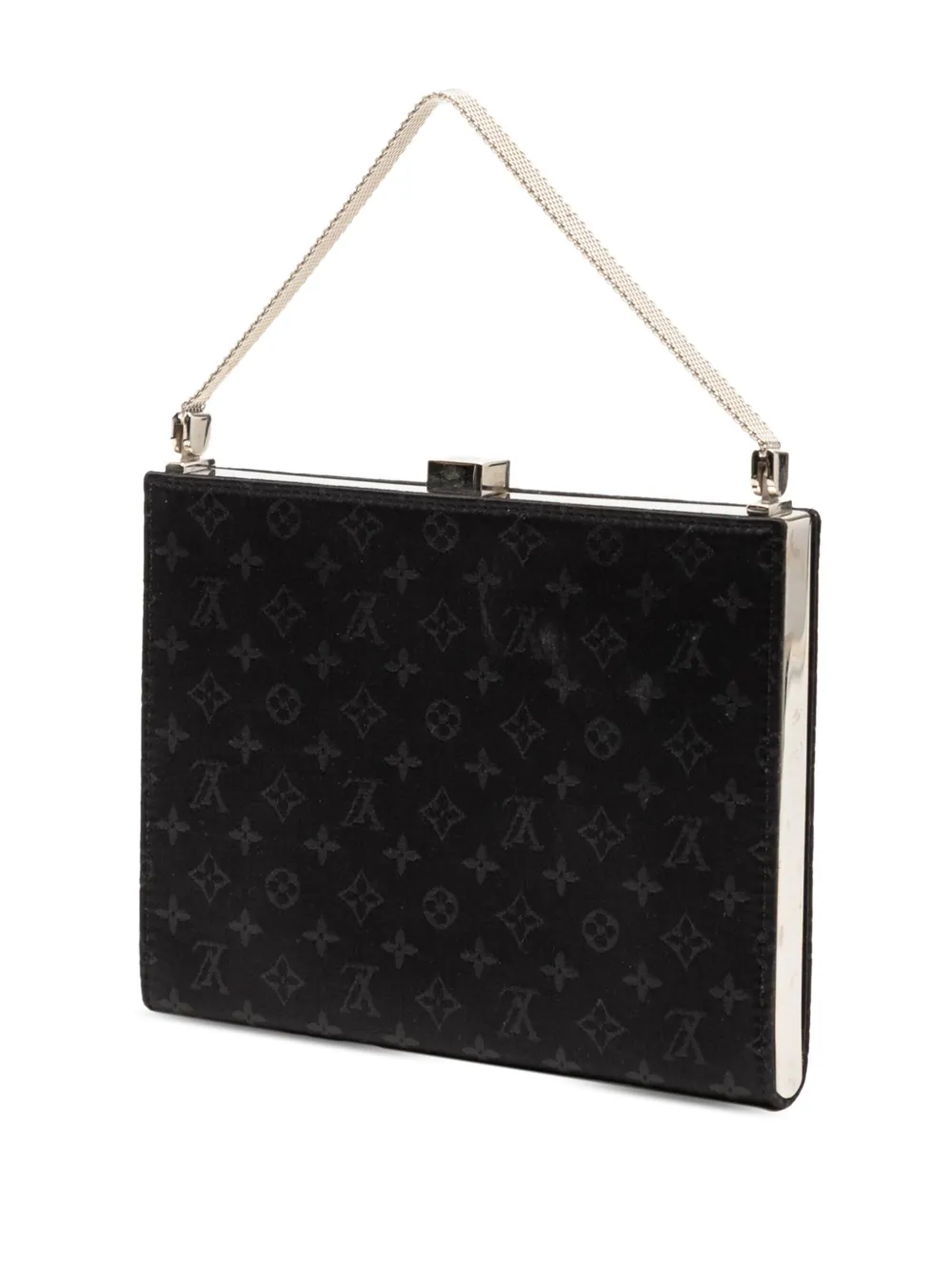 Pre-owned Louis Vuitton 2001 Monogram Satin Ange Pm Handbag In Black