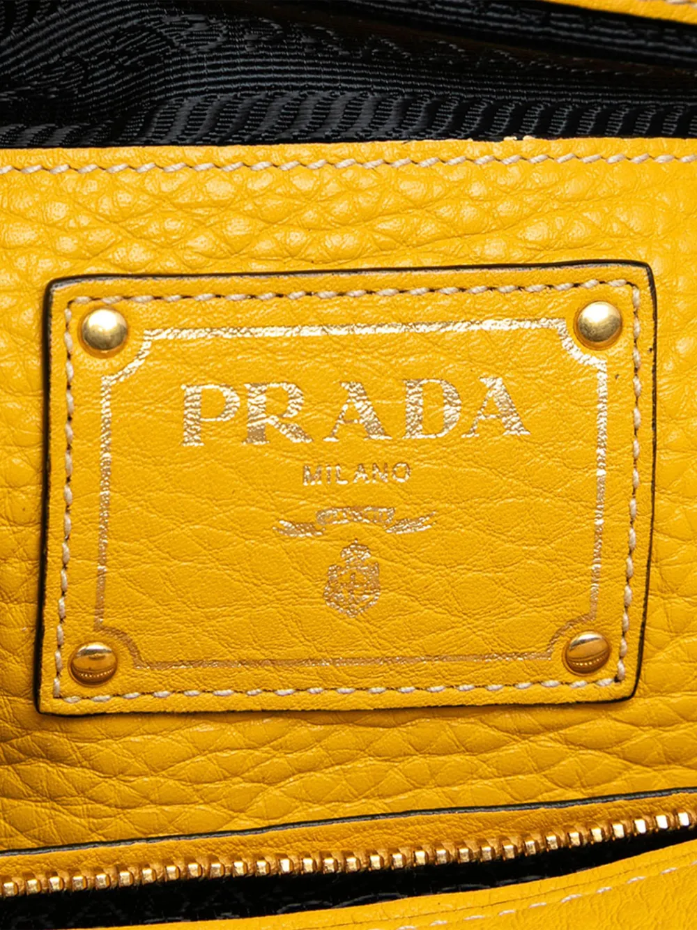 Pre-owned Prada 2010-2025 Vitello Daino Front Pocket Open Convertible Tote Satchel In Yellow