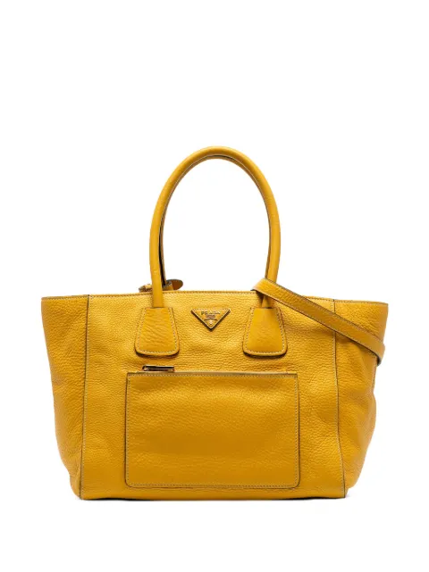 Prada Pre-Owned 2010-2025 Vitello Daino Front Pocket Open Convertible Tote satchel