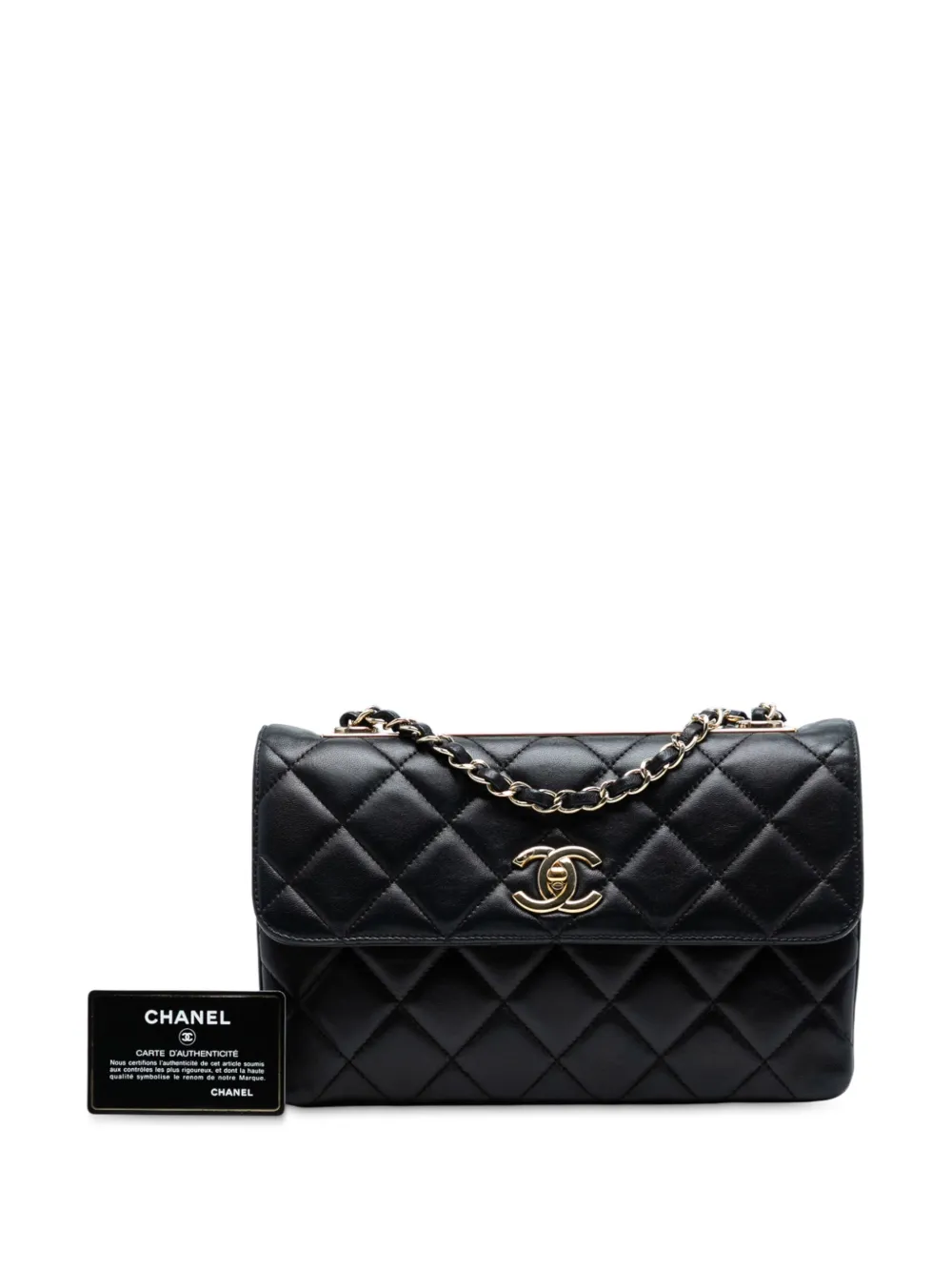 CHANEL Pre-owned 2014-2015 Medium Quilted Lambskin Trendy Cc Flap Shoulder Bag In Black
