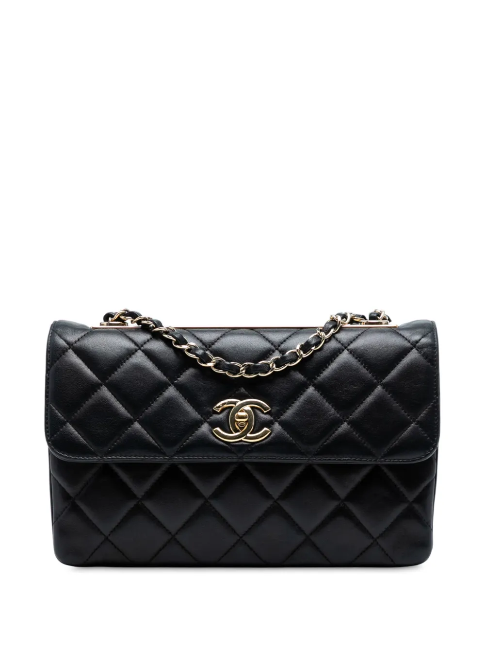 CHANEL Pre-owned 2014-2015 Medium Quilted Lambskin Trendy Cc Flap Shoulder Bag In Black