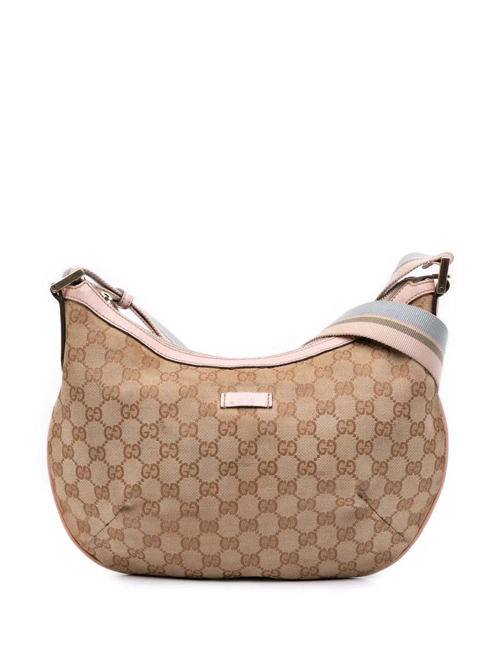 Pre-owned Gucci 2016-2025 Gg Canvas Web Crossbody Bag In Pink