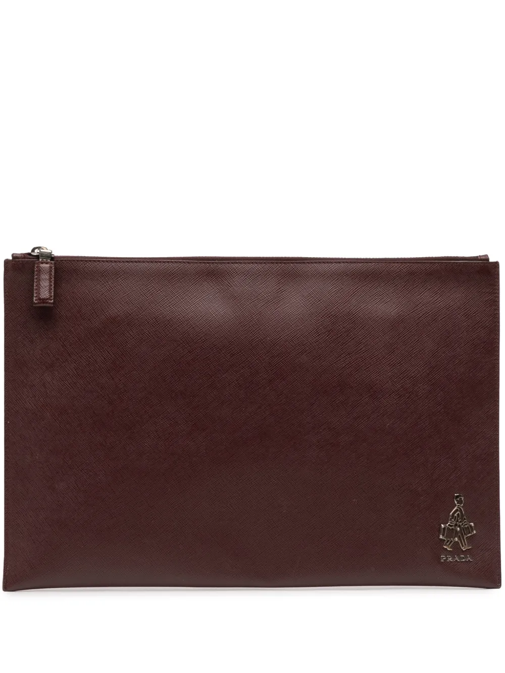 PRADA Pre-owned 2010-2025 Saffiano Lux Zip Clutch Bag In Red