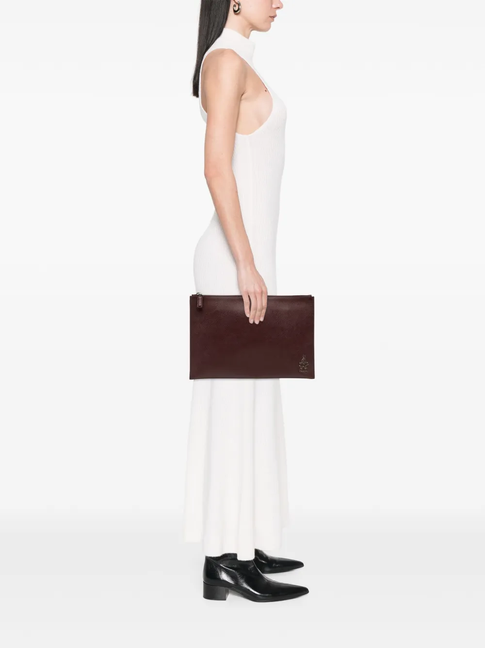 PRADA Pre-owned 2010-2025 Saffiano Lux Zip Clutch Bag In Red