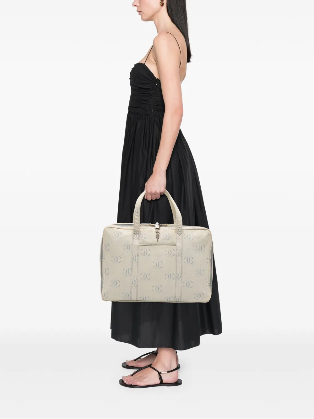 Pre-owned Chanel 2002-2003 Cc Denim Travel Bag In Blue