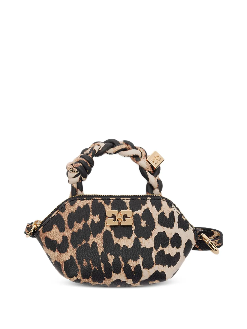 GANNI Borsa Nano Bou mini con stampa leopardata - Marrone