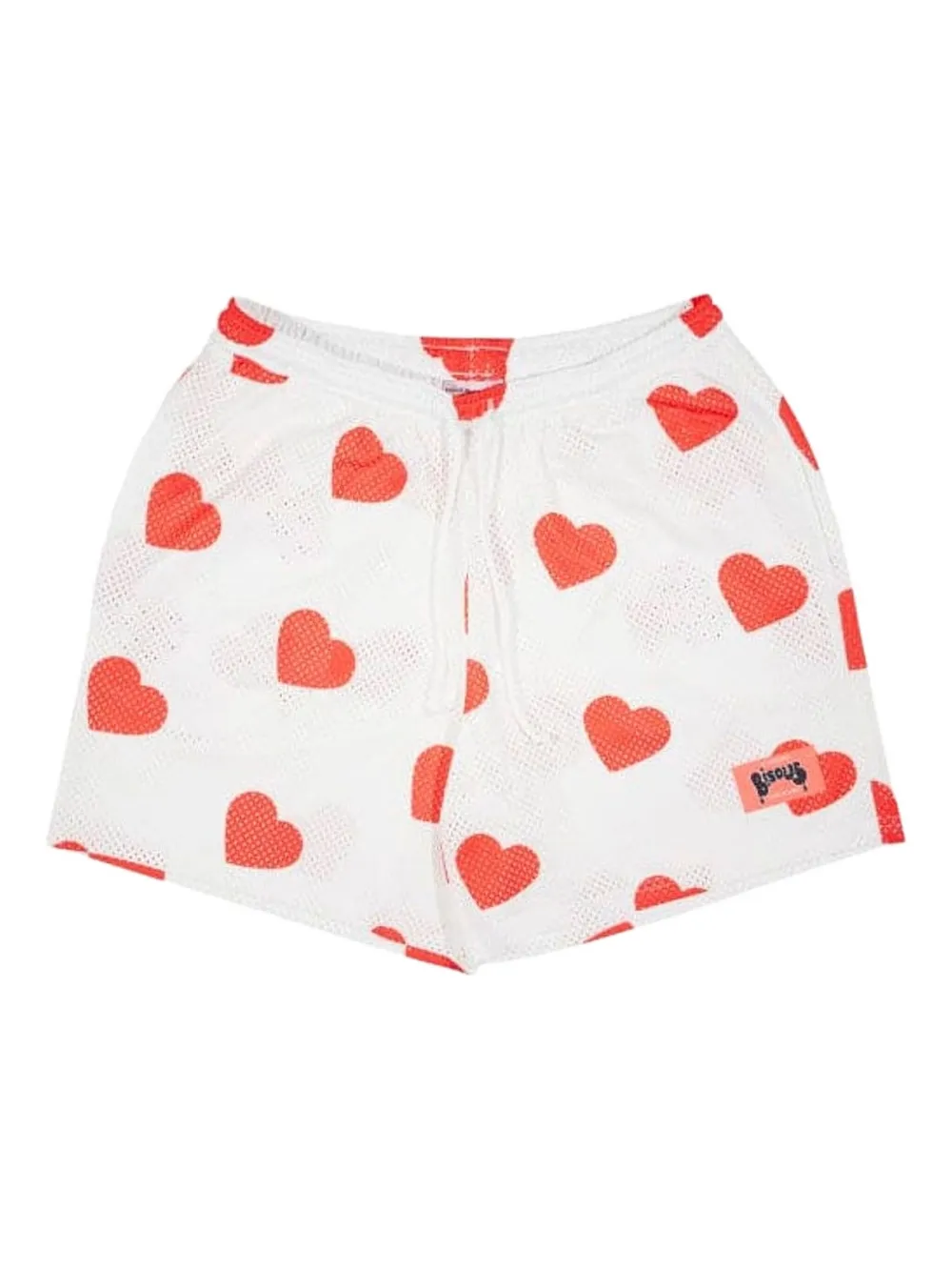 Bisous Skateboards Moto Heart Printed Shorts In White