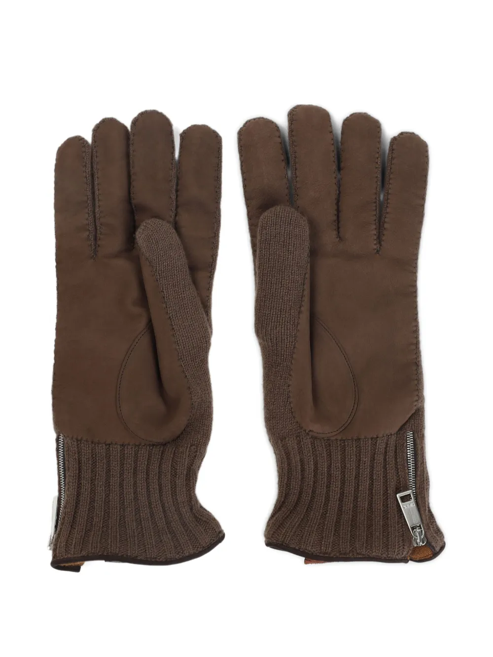 Zegna zip cashmere gloves - Bruin
