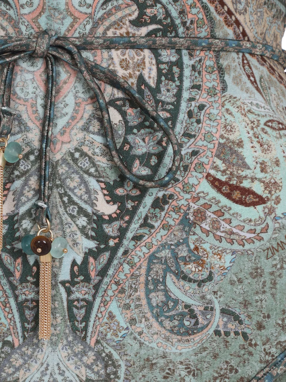 Zimmermann Wanderlust Scalloped Paisley Swimsuit In Green
