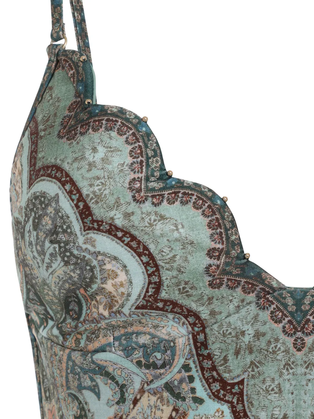 Zimmermann Wanderlust Scalloped Paisley Swimsuit In Green