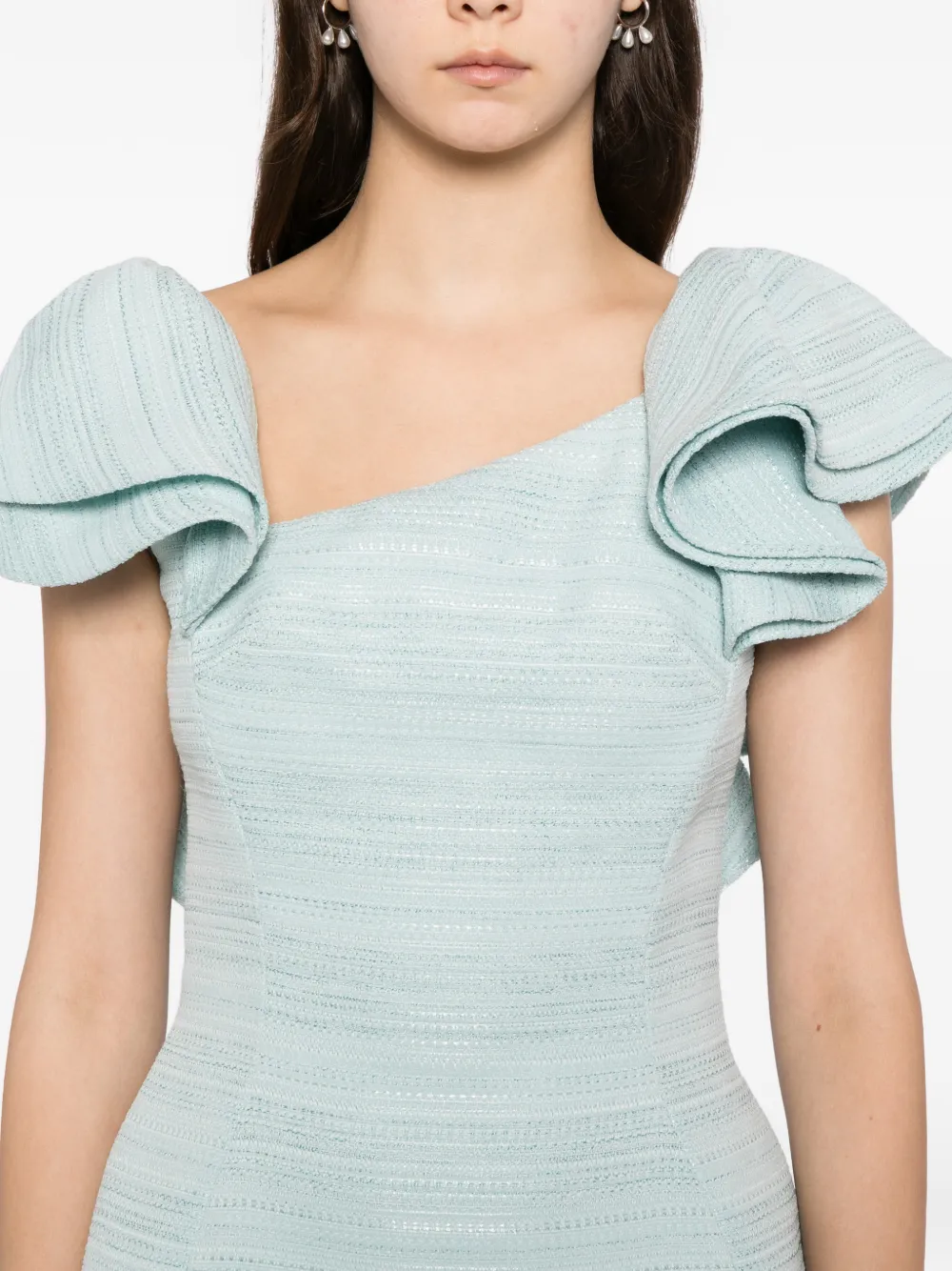 Saiid Kobeisy Tweed mini-jurk met ruches Blauw
