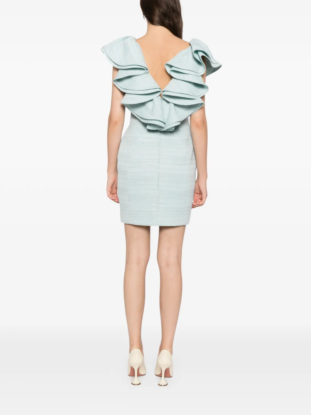 Saiid Kobeisy Tweed mini-jurk met ruches Blauw