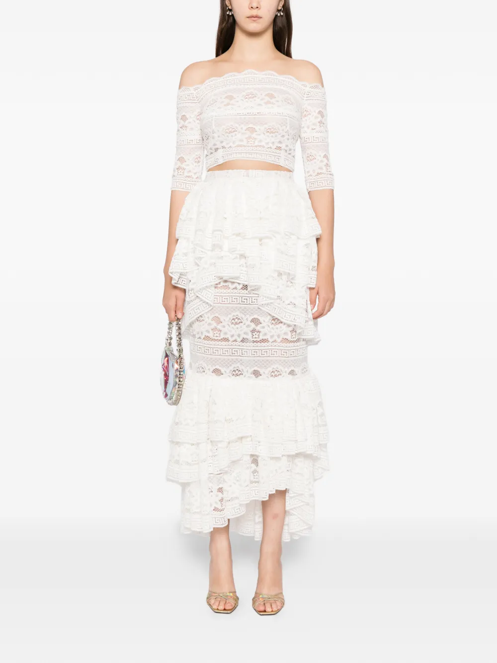 Saiid Kobeisy Jurk met kant en ruches - Wit