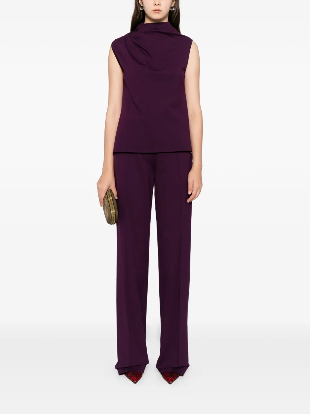 Saiid Kobeisy Geplooide top met broek - Paars