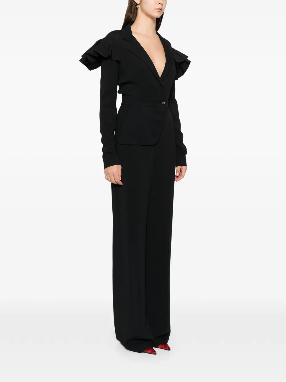 Saiid Kobeisy Wikkeljumpsuit met ruches Zwart