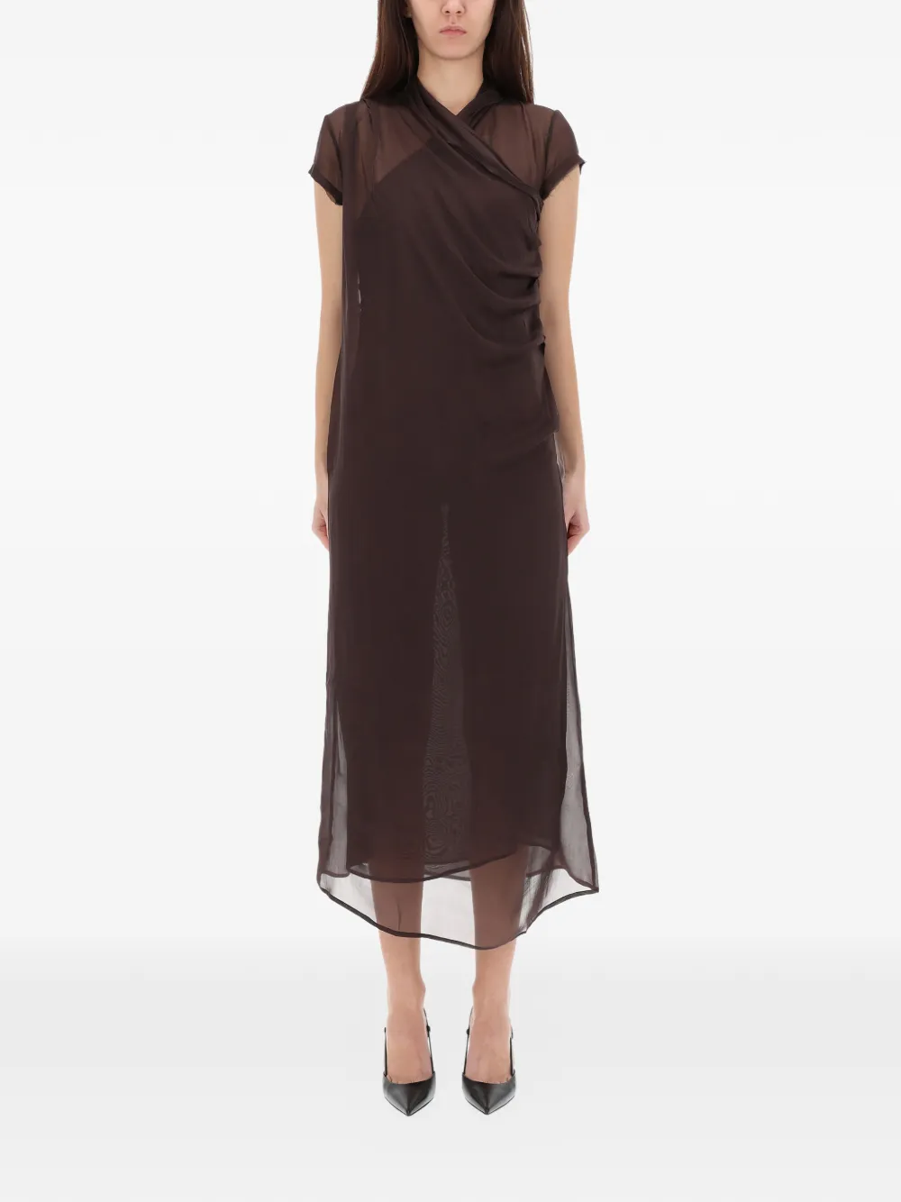 Paloma Wool draped-design midi dress - Marrone