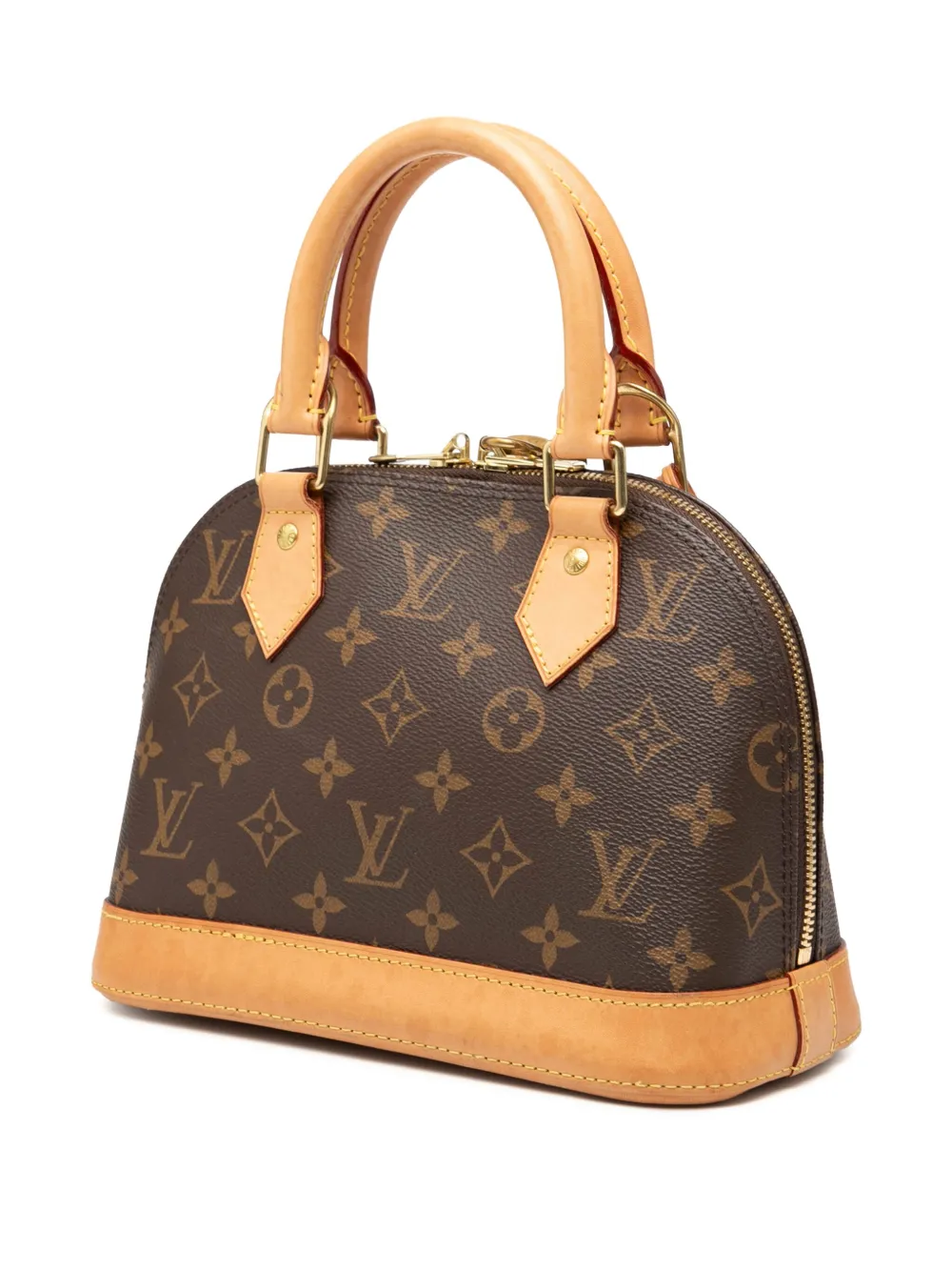 Pre-owned Louis Vuitton 2021-2025 Monogram Alma Bb Satchel In Brown