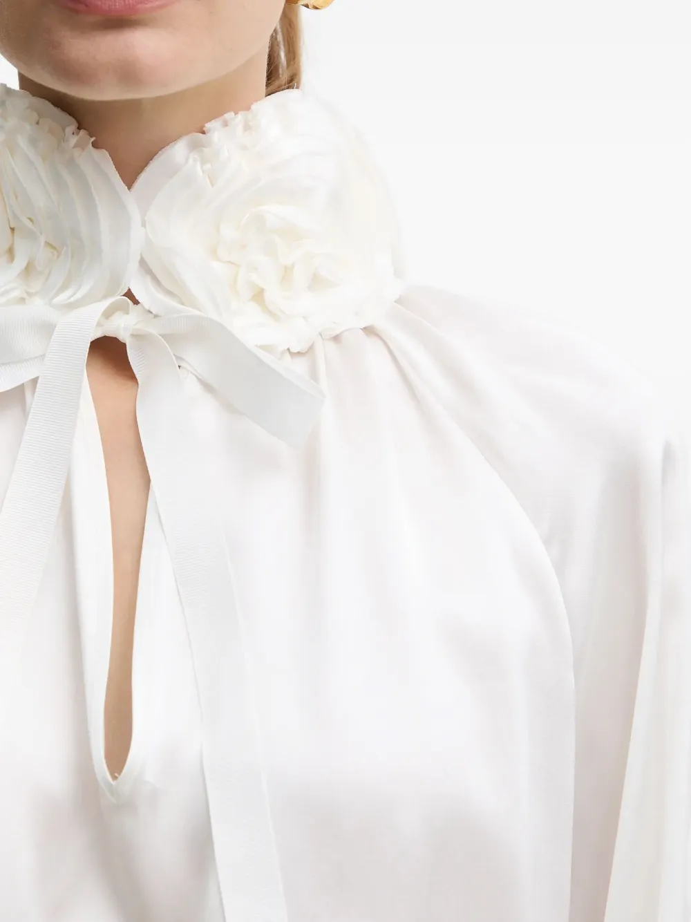 LUISA SPAGNOLI Zijden blouse met gestrikte hals Wit