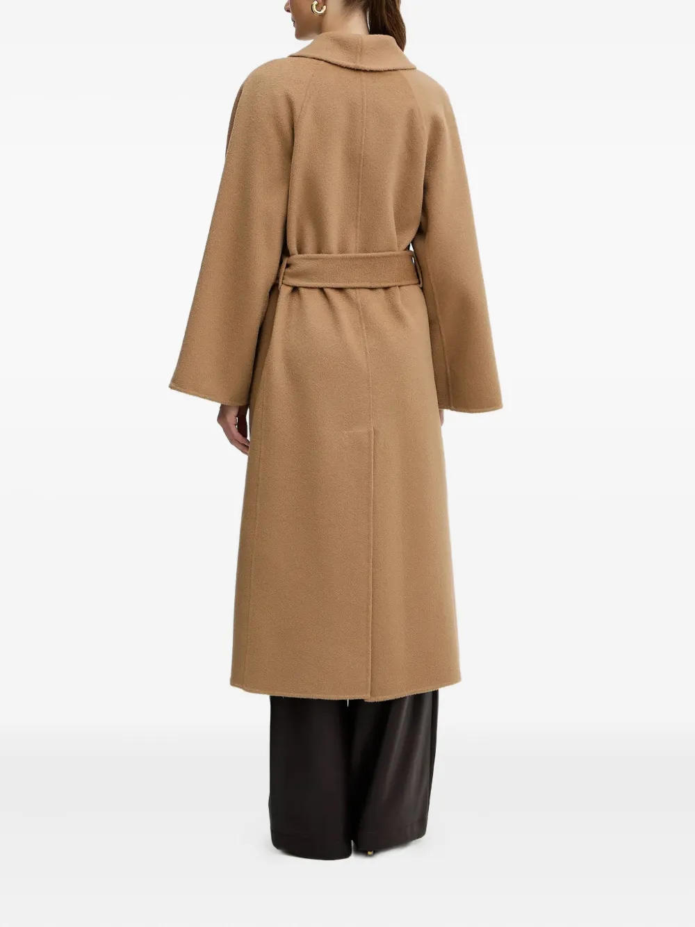 Luisa Spagnoli Belted Pocket Coat In Brown