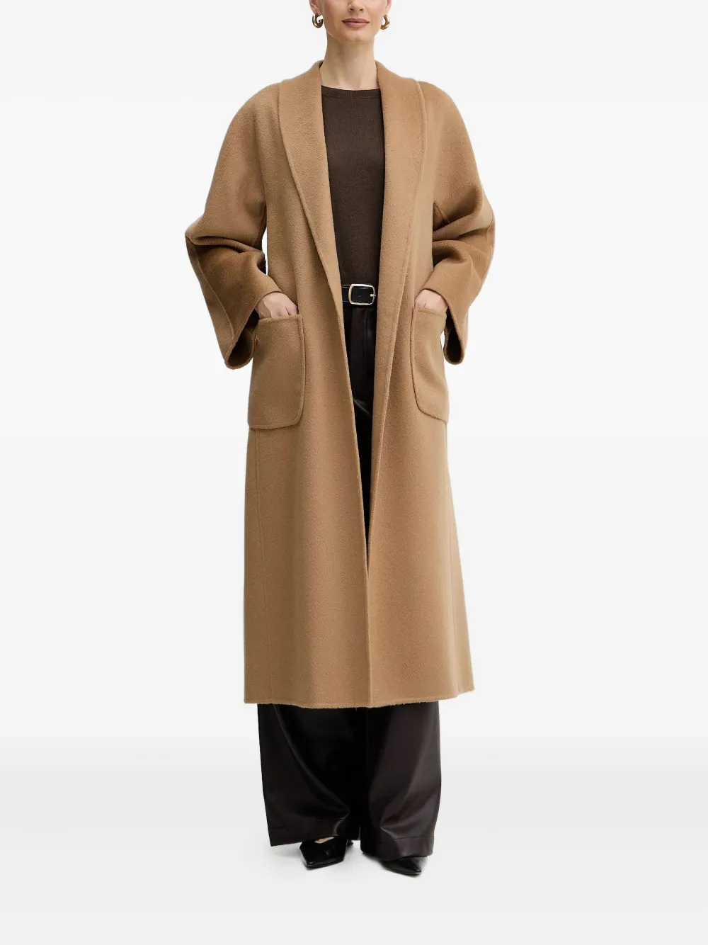 LUISA SPAGNOLI belted pocket coat - Bruin