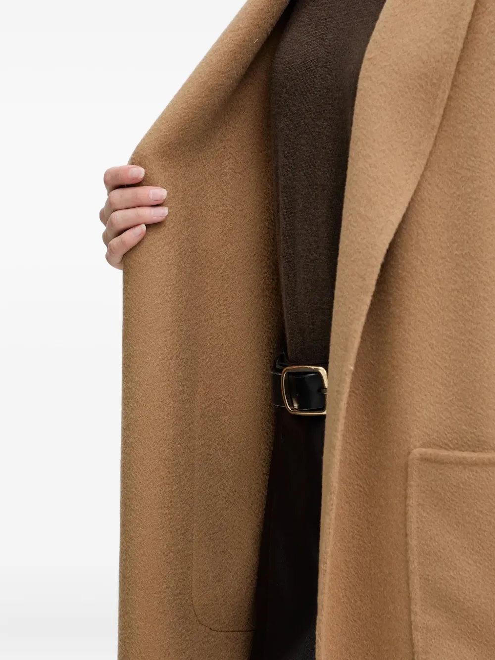 Luisa Spagnoli Belted Pocket Coat In Brown